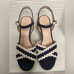 KATE SPADE NWOT SIZE 7 Tulum Wedge Sandal Navy